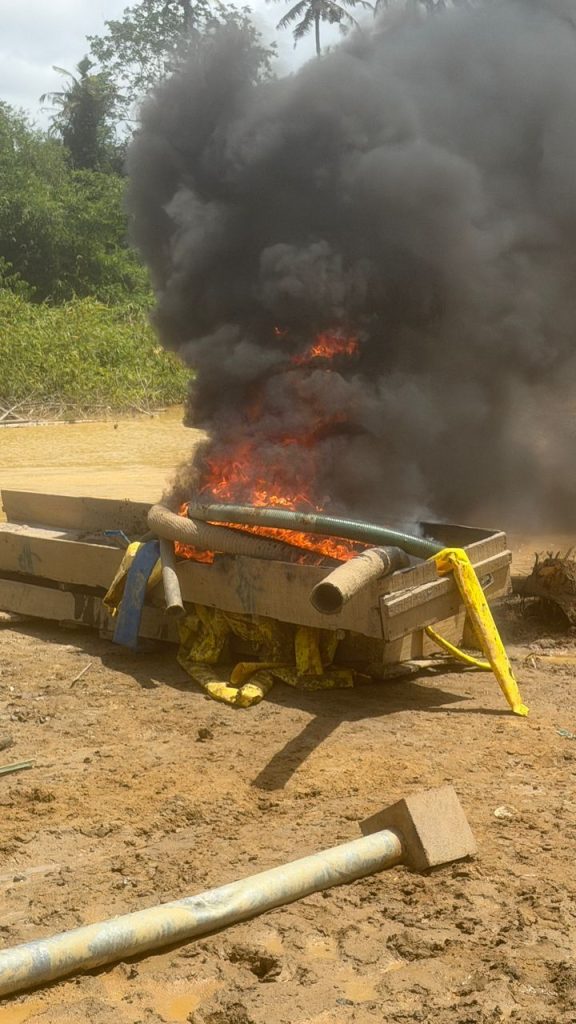NAIMOS destroys illegal mining equipment along Butre River