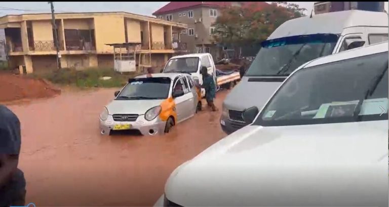 Heavy rains flood Weija Highway, leaving motorists stranded in hours-long gridlock